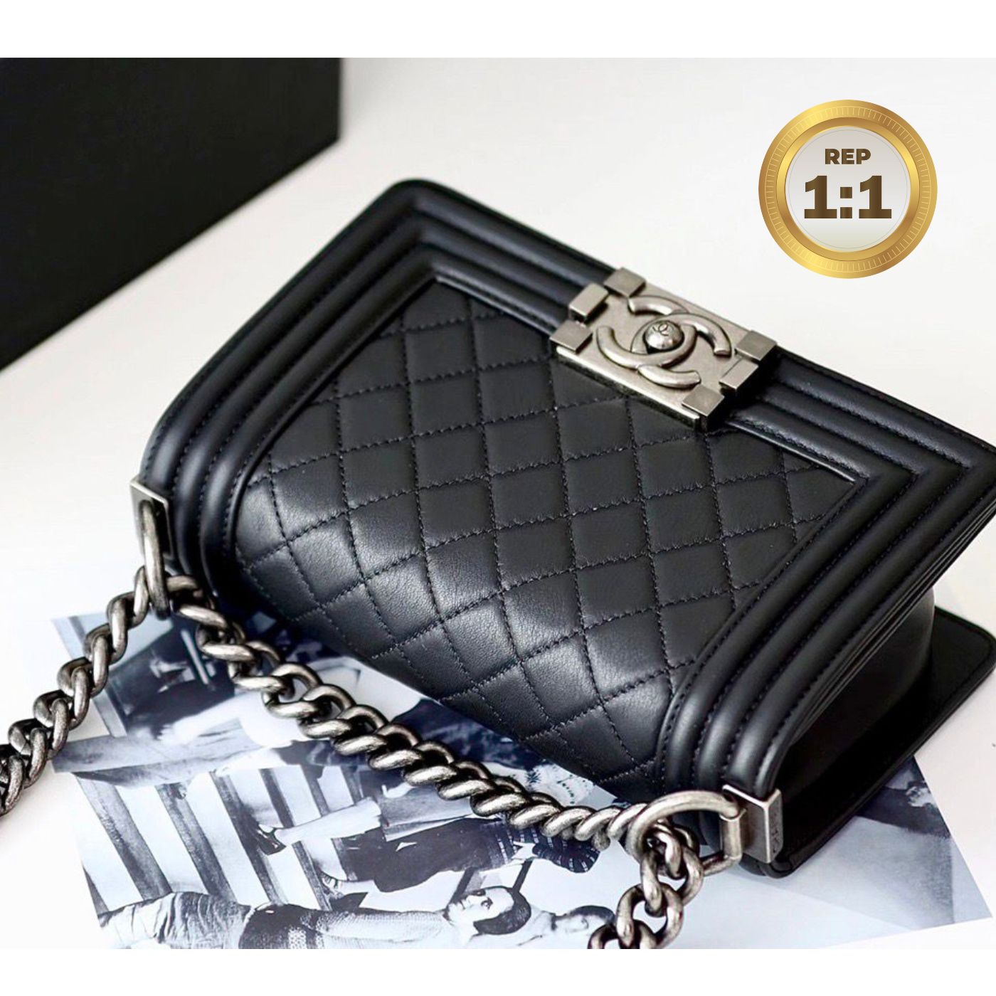 [REP 1:1] Chanel Mini Classic Flapbag Black For Women 20cm/7.9 in